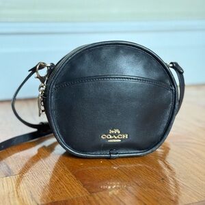 Coach Canteen Round Black Leather Crossbody Bag